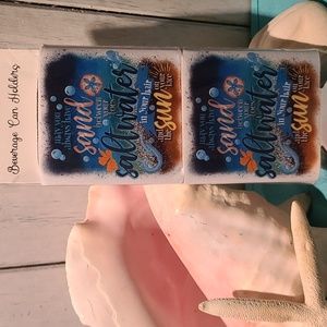 BEACH theme Beverage holder cooler sleeve set of 2 for can water bottle beer NWT